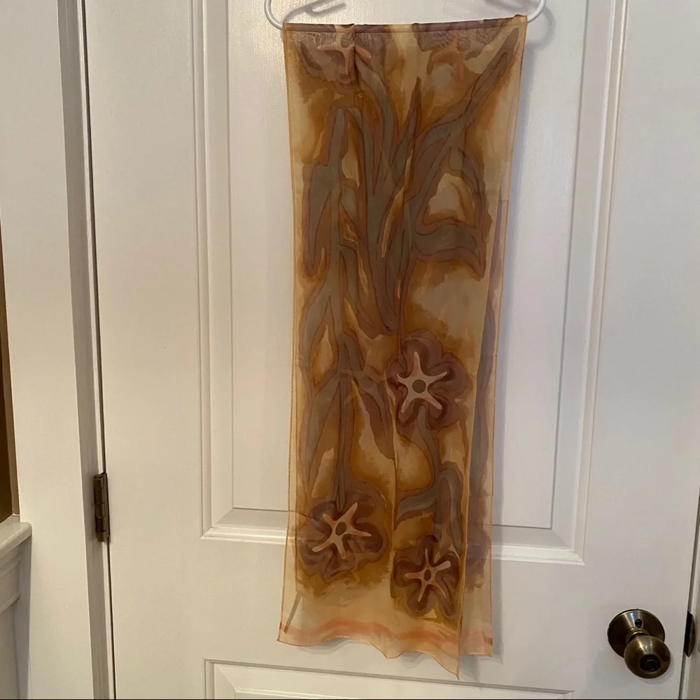ELAINE GOLD COLLECTION XIIX SCARF GOLD STARFISH SILK LONG RECTANGLE ACCESSORY